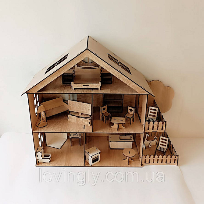Большой игровой домик для кукол 60 см. Собран готовый к игре домик с мебелью. Ирпень - изображение 7