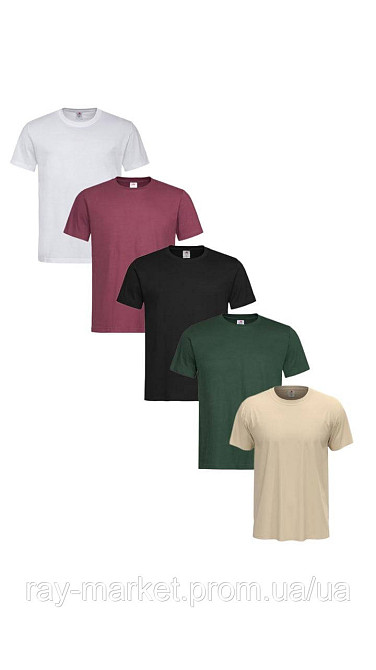 Набір базових футболок 5 шт Stedman Classic-T чоловічий білий/бордовий/чорний темно-зелений/бежевий (ST2000-5PACK5) XXL Київ - фото 1