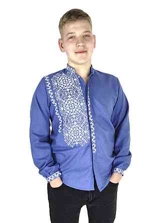 Молодіжна чоловіча натуральна вишиванка на ґудзиках Київ