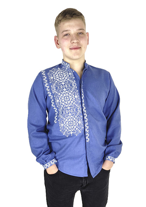 Молодіжна чоловіча натуральна вишиванка на ґудзиках Київ - фото 1