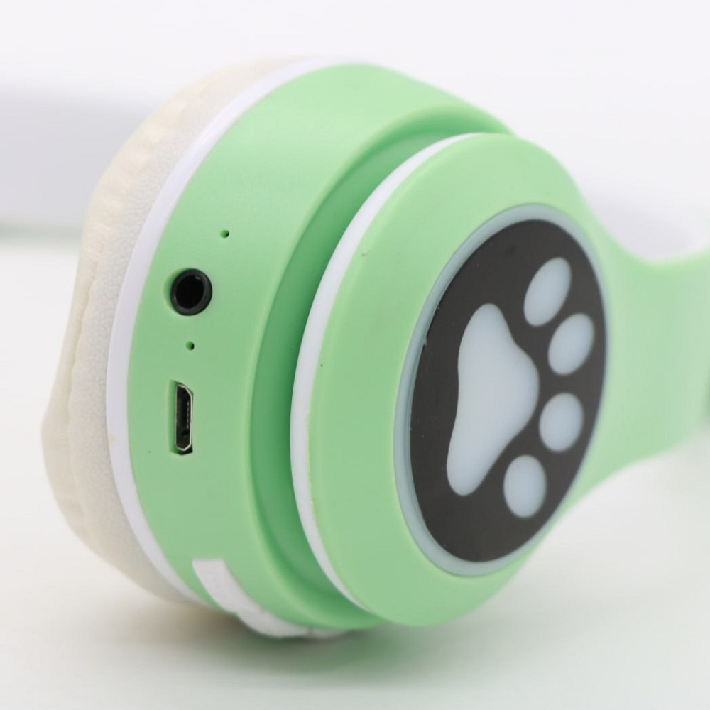 Бездротові навушники з котячими вушками, VZV-23M, Зелені / Дитячі Bluetooth навушники з мікрофоном Київ - фото 4