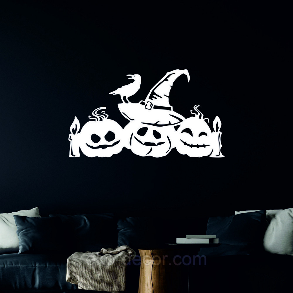 Декоративное настенное Панно «Хэллоуин - тыквы», Декор на стену 90*50 см, Белый Киев - изображение 8