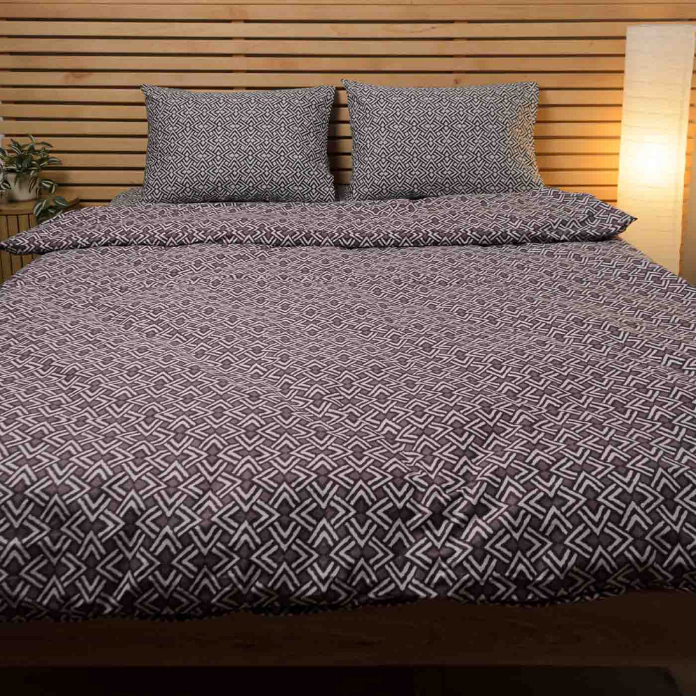 Комплект постільної білизни двоспальний Сатин Скіф 125 г/м2 YouStar (Сірий з коричневим) 2 х 70х70 Суми - фото 1