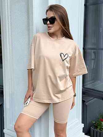 Футболка и велосипедки женские кулир Бежевый XS-S Харьков