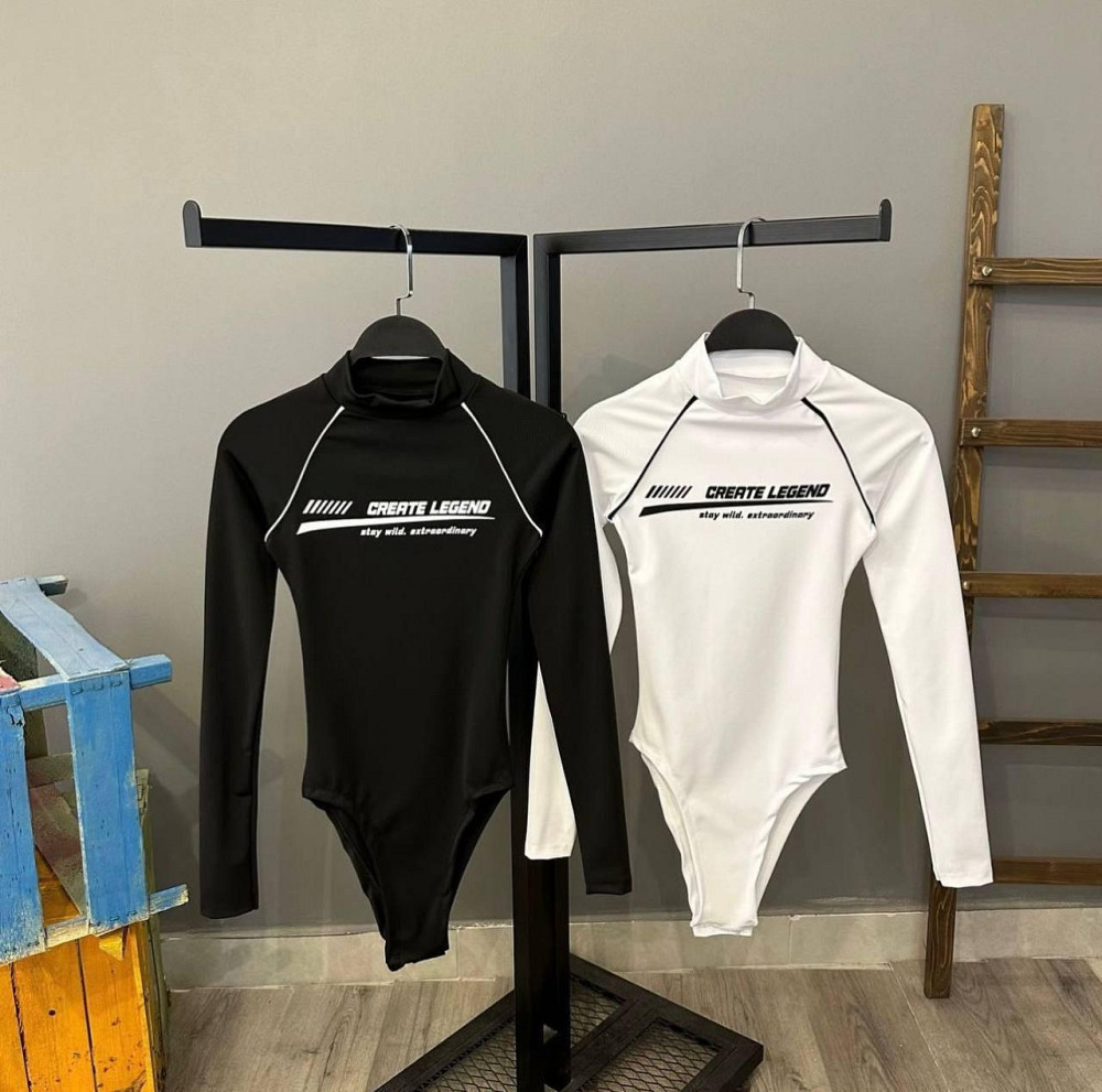 Женский базовый боди со стойкой под горло микродайвинг Черный, 46/48 Одесса - изображение 4