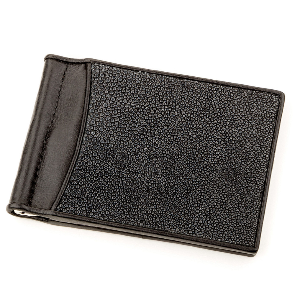 Зажим для денег из натуральной кожи морского ската Черный (STINGRAY LEATHER) Киев - изображение 11