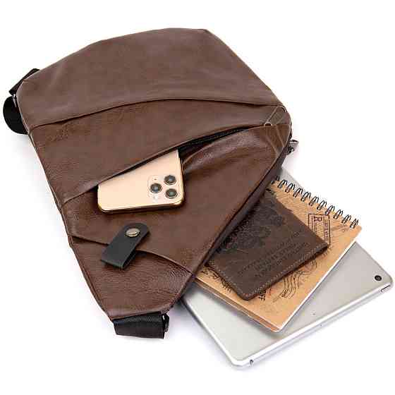 Сумка слинг кожзам Темно-коричневая (Vintage) Киев