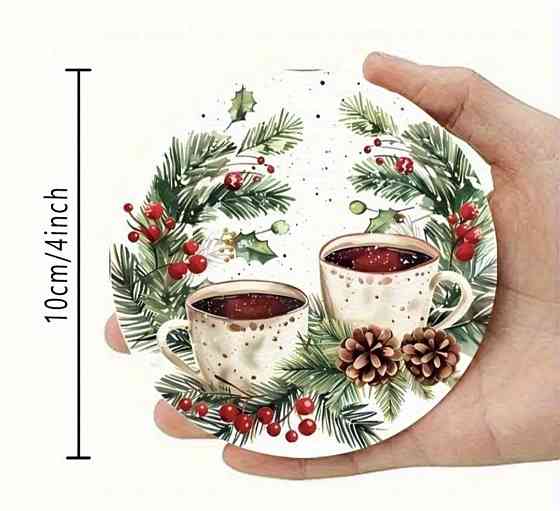 Комплект різдвяних підставок під чашки 6 шт №3 Смела
