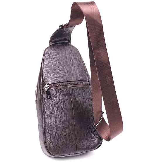 Сумка слінг чоловіча з натуральної фактурної шкіри Коричневий (Vintage) Київ