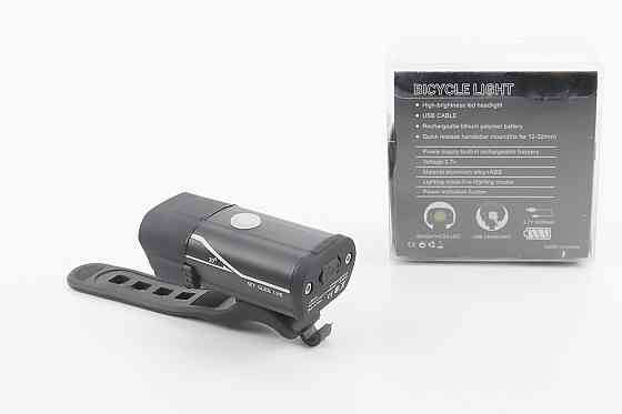 Ліхтар передній 1 діод алюмінієвий, Li-ion 3.7V 850mAh зарядка від USB, вологозахисний, чорний HYD-018 Киев