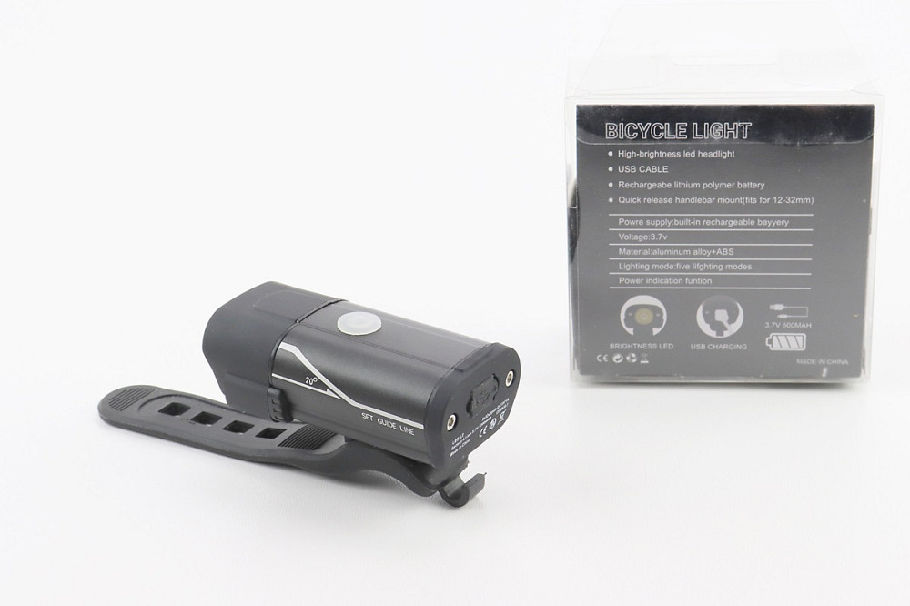 Ліхтар передній 1 діод алюмінієвий, Li-ion 3.7V 850mAh зарядка від USB, вологозахисний, чорний HYD-018 Киев - изображение 2