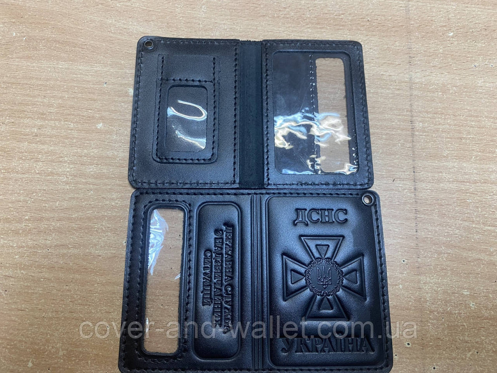 Обкладинка для нового посвідчення ДСНС із кишенею для жетона Puos Чорний Київ - фото 11
