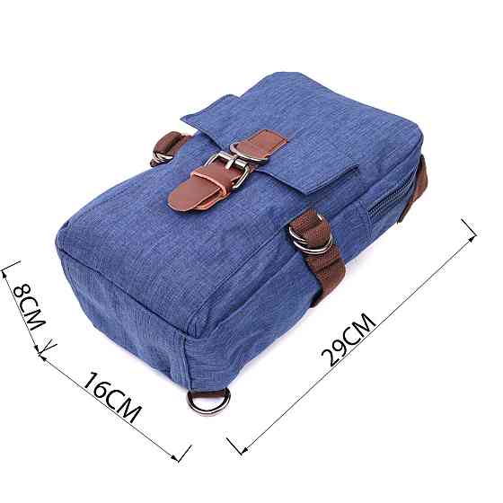 Цікава плечова сумка для чоловіків із щільного текстилю Vintage 22190 Синій Київ