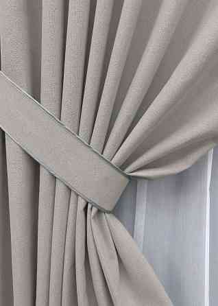 Комплект штор VR-Textil 100% блэкаут ASHEN NIGHT 150х270 2шт и Тюль 500х270 1847ш-1153т тауп с белым 71-084/4 Киев