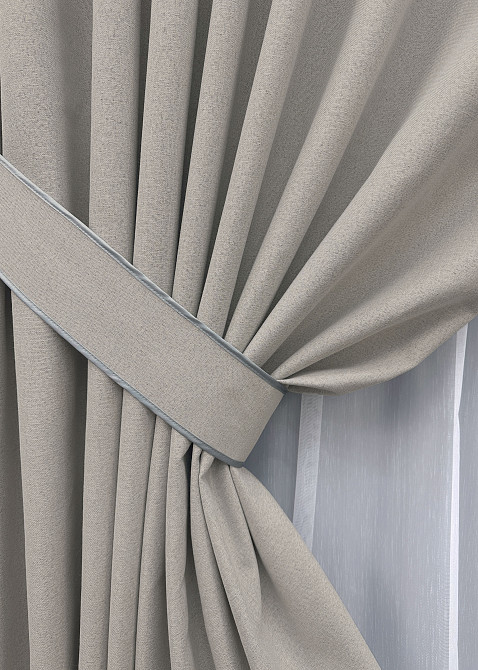 Комплект штор VR-Textil 100% блэкаут ASHEN NIGHT 150х270 2шт и Тюль 500х270 1847ш-1153т тауп с белым 71-084/4 Киев - изображение 4