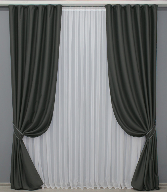 Комплект готовых штор VR-Textil Блэкаут Midnight № 1400ш Темно-серый 150х290 см 2 шт (33-0264) Киев - изображение 2