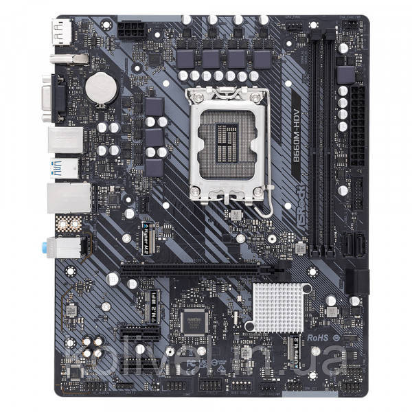 ASRock B660M-HDV (1700/B660, 2*DDR4, 1xPCIex16, 4xSATAІІІ, 2xM.2, GLan, 7.1ch, mATX) (B660M-HDV) Київ - фото 1