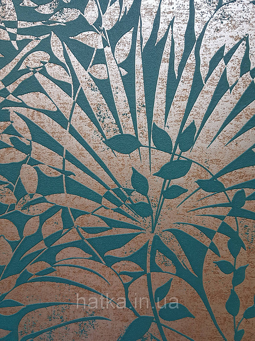 Шпалери вінілові на флізеліні AS creation TheBos 0.53х10 листя папороті монстери банан золотисте на зеленому Київ - фото 4