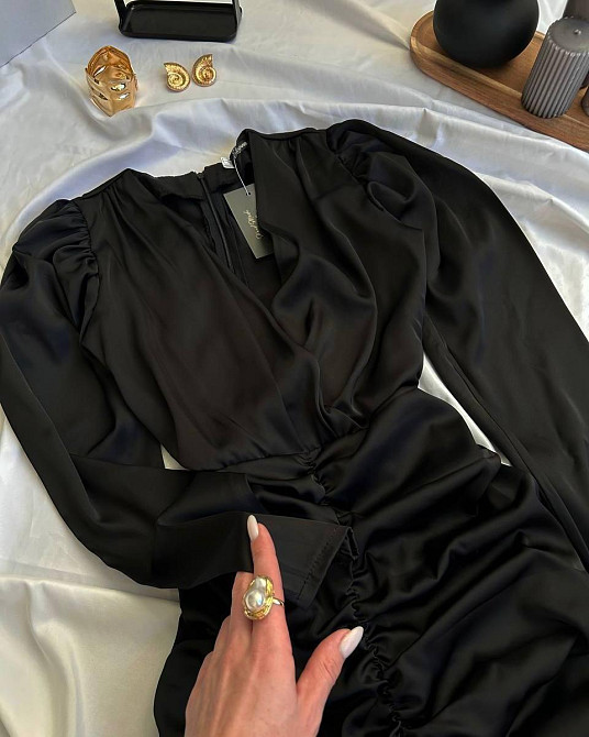 Женское элегантное привлекательное платье из шелка армании. Черный, 46/48 Одесса - изображение 2