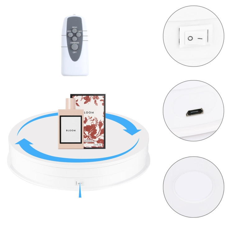 Предметний стіл поворотний 30см з пультом білий для фото-відеозйомки Puluz PU3131W Київ - фото 2