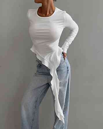 Женский стильный асимметричный лонгслив со шлейфом микродайвинг Одесса