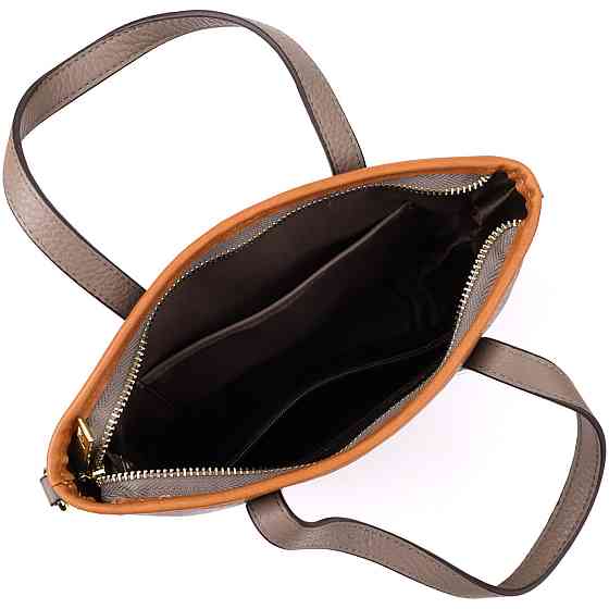 Містка сумка з натуральної шкіри для жінок Сірий (Vintage) Київ