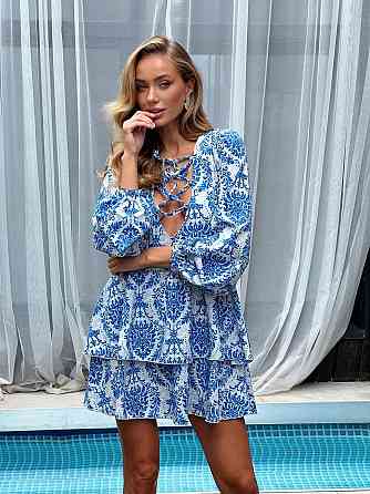 Жіноче стильне повсякденне літнє плаття софт принт Блакитний, 44/46 Одеса