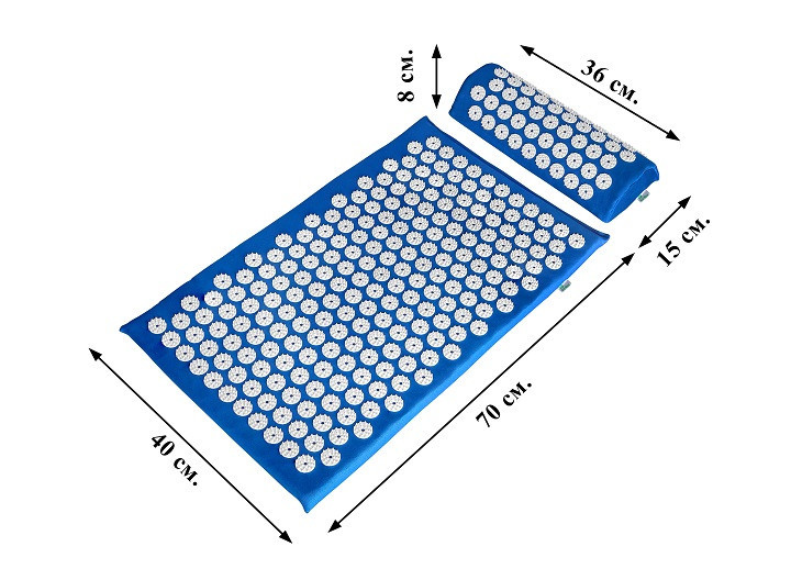 Аплікатор Кузнєцова Набір серія Eko-Max Синій (Килимок + Валик + Чохол) – Масажний комплект для релаксації Івано-Франківськ - фото 3