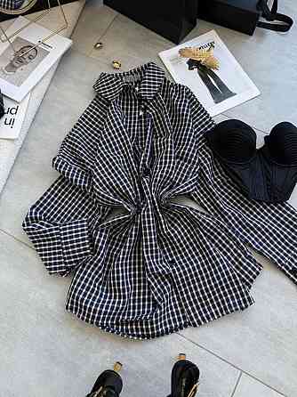 Женская оверсайз рубашка в мелкую клетку костюмный тиар Одесса