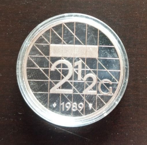Монета 2 1/2 гульдена. 1989 год, Нидерланды. (капсула) ПРУФ Полтава - изображение 1
