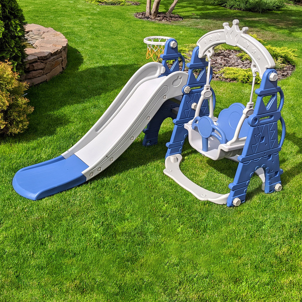 Детский игровой комплекс Bambi 3в1 горка качеля баскетбол (CASTLE-4) для детей Киев - изображение 2