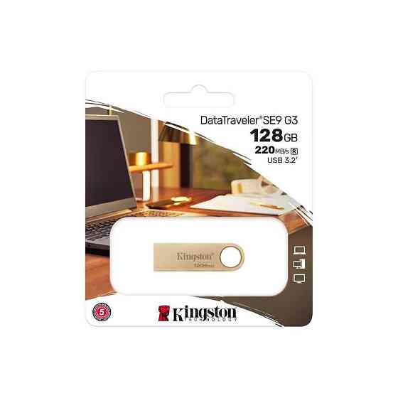 Флеш-накопичувач Kingston USB 3.2 SE9 G3 128GB 220MB/s Metal/Gold Київ