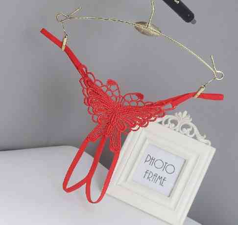 Еротичні трусики з метеликом та розрізом універсальний червоний Київ