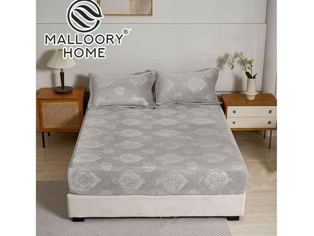 Простынь 160*200 велюр на резинке наволочки арт.22208 серый ТМ MALLORY HOME Киев - изображение 1