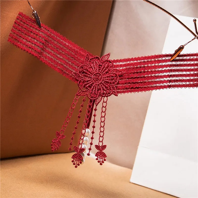 Трусики з намистинками та квіткою універсальний бордовий Київ - фото 1