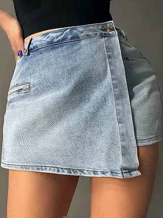 Шорты юбка женские M.Sara 6077 джинсовые короткие голубые, голубой, L, L, 84 см, 105 см Одесса - изображение 1