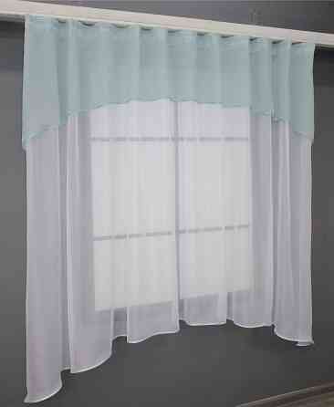 Кухонная гардина VR-Textil № 036к арка белый с голубым 280х170 см (52-0695) Киев