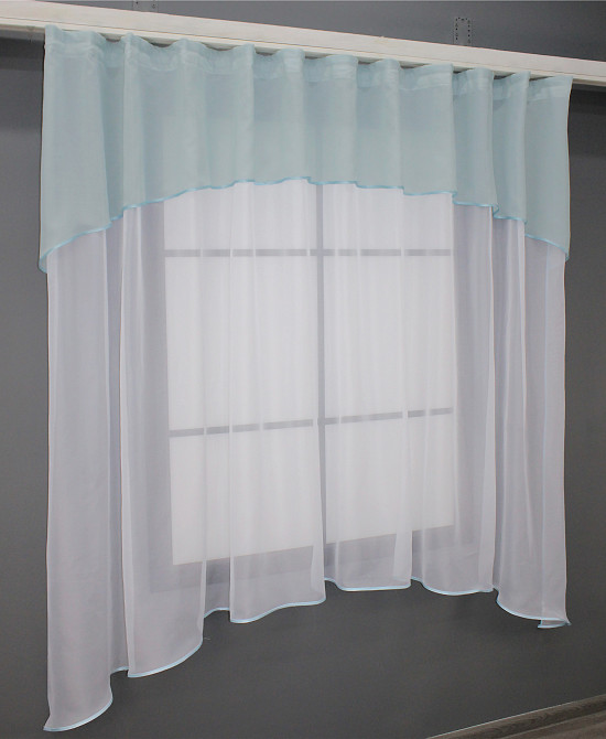 Кухонна гардина VR-Textil № 036к арка білий з блакитним 280х170 см (52-0695) Київ - фото 2
