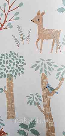 Шпалери флізелінові еко Rasch Kids World II 0.53х10 дитячі дерева звірі птиці на білому Київ
