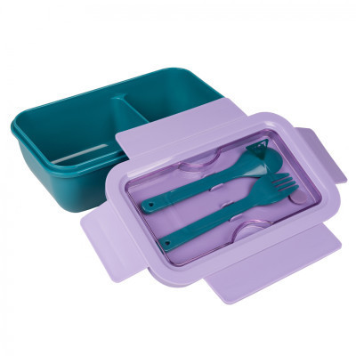 Ланч-бокс дитячий Yes Fusion 850 мл з приладдям фіолетово-зелений (708170) Вінниця - фото 2