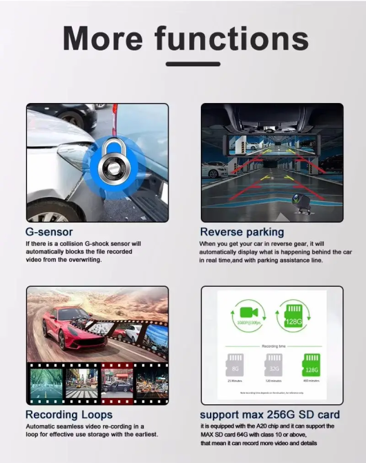 Дзеркало відеореєстратор DVR C109 10.26" 2k (2 камери) Wi-Fi Bluetooth AUX Android Auto CarPlay Вінниця - фото 11