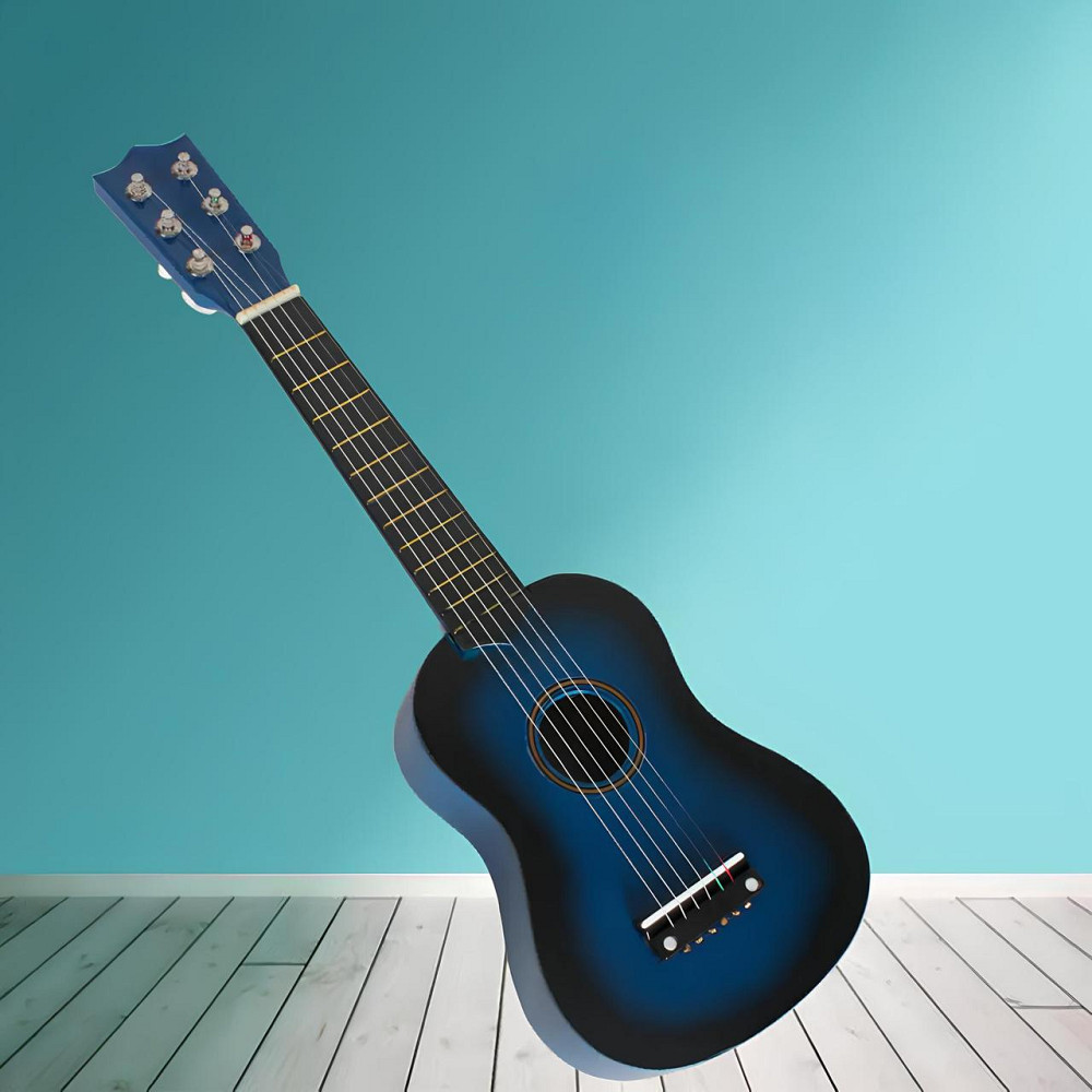 Гиталеле синего цвета — шестиструнная мини-гитара (укулеле-гибрид) для путешествий и обучения, 54×17,5×6 см Киев - изображение 1