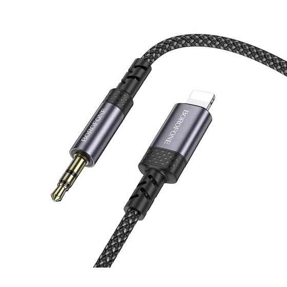 Аудиокабель BOROFONE BL24 iP to 3.5mm male, nylon braid, 1m, Metal Grey Одесса