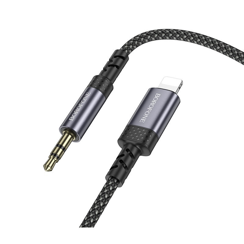 Аудиокабель BOROFONE BL24 iP to 3.5mm male, nylon braid, 1m, Metal Grey Одесса - изображение 4