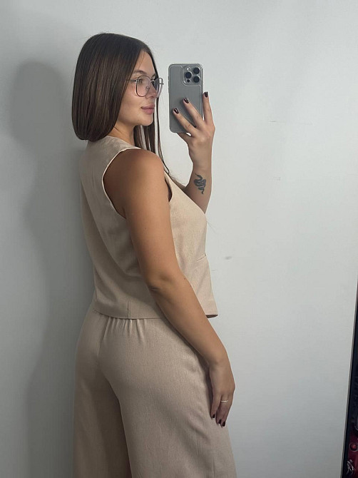 Лляний костюм-трійка у класичному стилі Беж XS-S Харків - фото 2