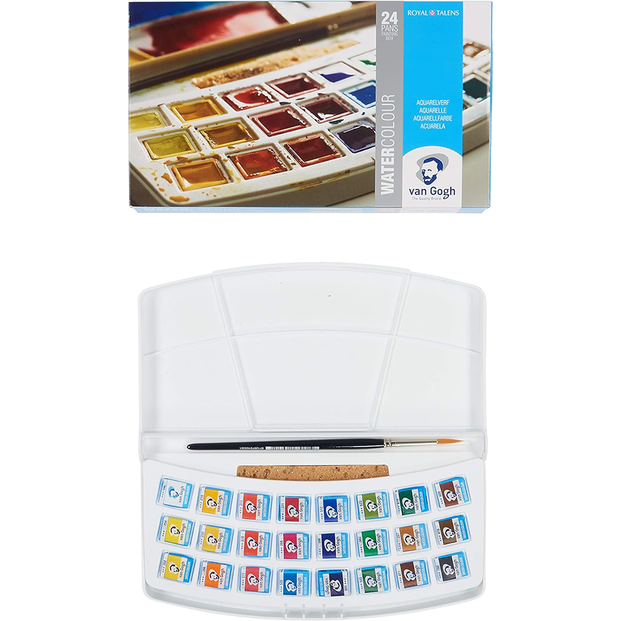 Набір акварельних фарб VAN GOGH 24 кювети пензель Київ - фото 3