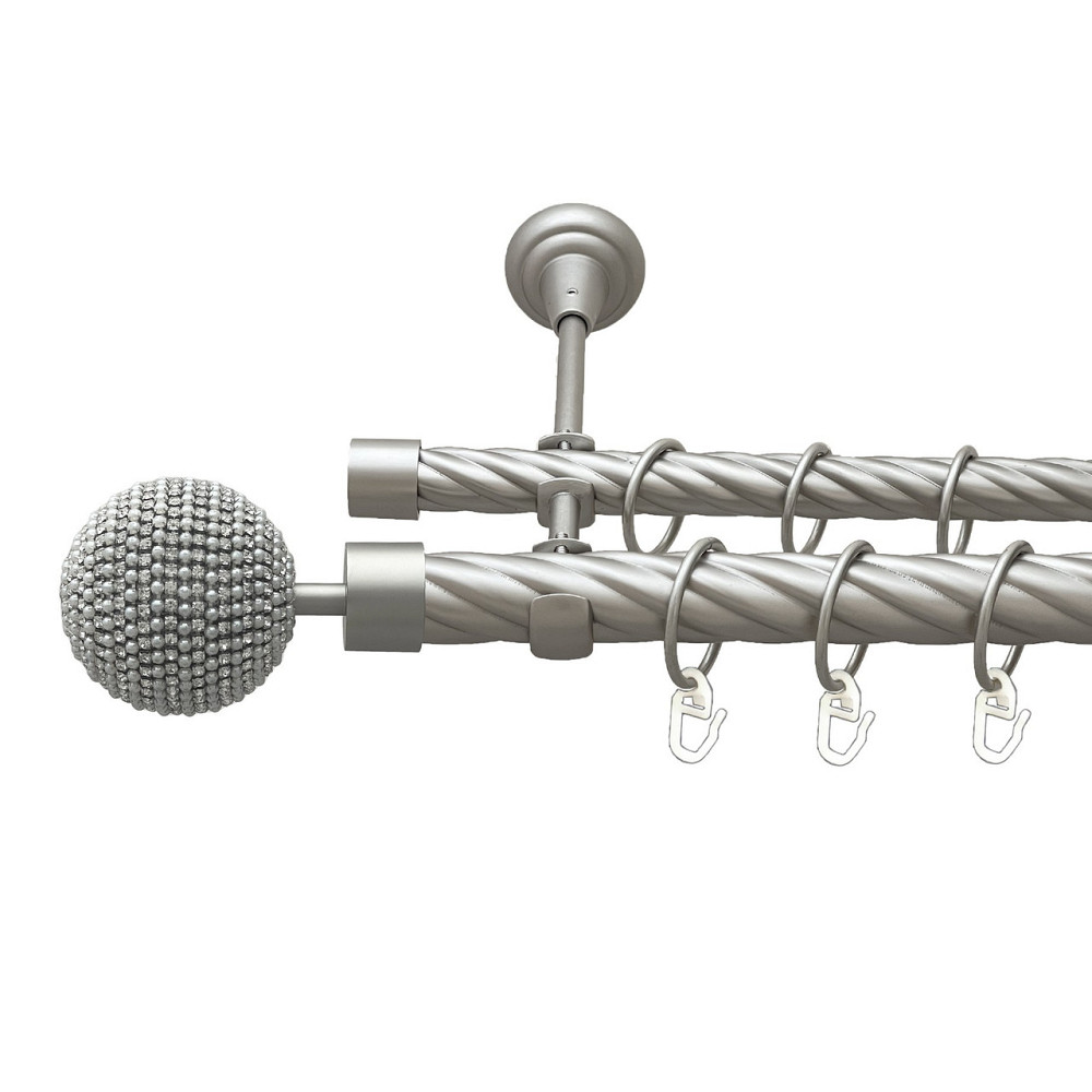 Карниз Orvit Карера металевий дворядний відкритий скручена труба кільце металеве Сатин 25\19 мм 200 см Львов - изображение 1