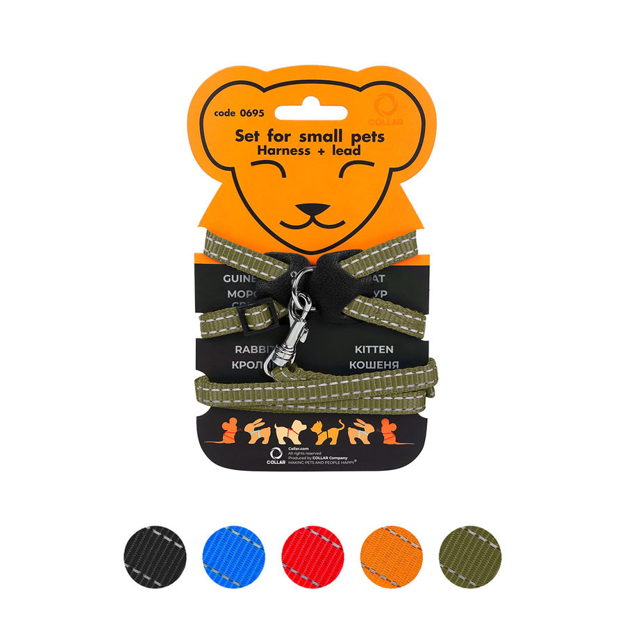 Шлея Dog Extreme из нейлона на планшете для морских свинок, декоративных полей (ширина 10мм, В:22-29см) хаки Киев - изображение 1