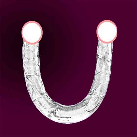 Двосторонній фалоімітатор "Double Dong" - 31,5*3,5 см - Прозорий Вінниця