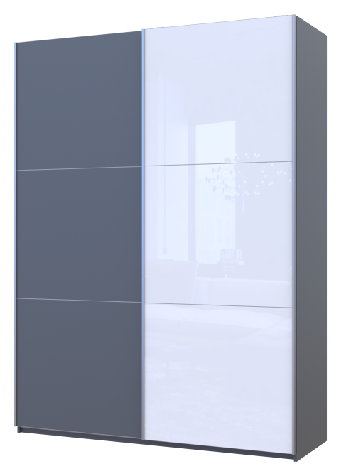 Шафа-купе двохдверна Doros G-Caiser 180х60х240 см Графіт/1 Біле Скло (DRS-011036) Дніпро - фото 1